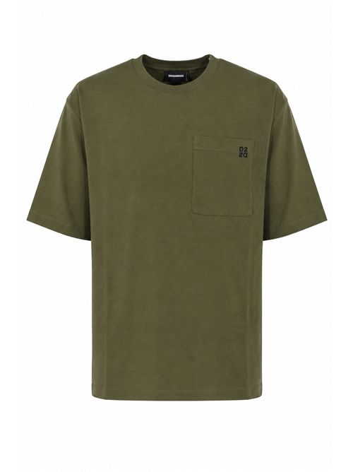 Set di 2 T-shirt Loose Fit in cotone con piccolo logo D2 Military Green/Black DSQUARED2 | S74GD1523 D20106962